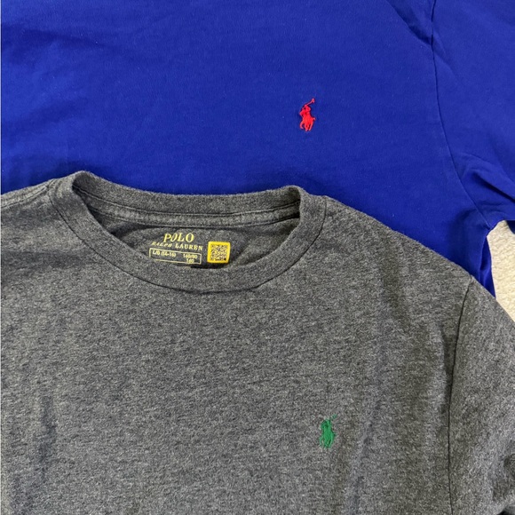 Ralph Lauren Blue & Gray Long Sleeve Tees - Picture 3 of 8